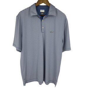 Greg Norman Play Dry Blue & White Striped Polo Shirt Men's Size L